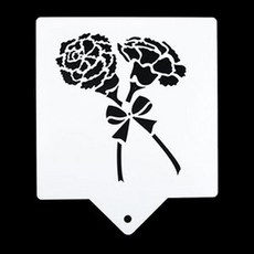 베이킹 아크릴 스텐실 도안 더블 카네이션, 화이트, 1개