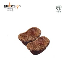 라탄바구니 땅콩바구니(2P) 라탄미니 팝콘바구니 간식바구니 미니바구니 라탄소품 장보고주방, 브라운(2p), 1세트