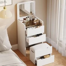 미니 화장대 2sizes 입식 틈새 수납 화장대 + 스툴, 흰색480