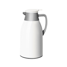 真空保溫茶壺，雙層保溫保冷，食品級不鏽鋼內膽，一鍵出水，大口徑易清洗, 白, 1個, 1.9L