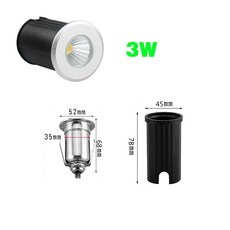 방수 Led 조명 정원 지하 1W 3W 5W IP67 야외 매장 경로 스팟 매립형 Inground, 1개
