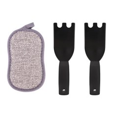 Goktvai 대형 George Foreman 클리너 도구용 그릴 스크레이퍼 2개 야외 실내 액세서리 플라스틱 내열성 주걱 그루브 포함 스폰지 천 포함 쉬운 청소 2661