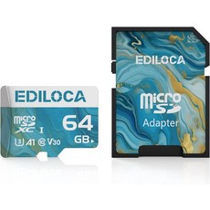 Ediloca 64GB 마이크로 SD 카드 어댑터 포함 메모리 읽기 속도 최대 00MBs 4K 비디오 녹화용 UHSI TF 스마트폰 대시캠 카메라 및 드론 C0 U3 V30 A과, 128GB