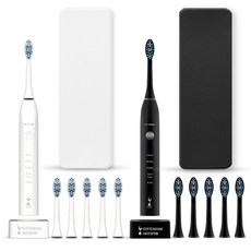 토트넘 홋스퍼 음파전동칫솔 무선충전 거치대+칫솔모 6P 2세트 TOT-T3000(화이트 블랙)