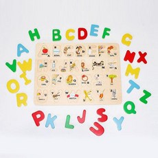 유아 첫 알파벳 놀이 학습 완구 퍼즐 블럭 맞추기 직소퍼즐 원목교구 원목퍼즐 꼭지퍼즐 일러스트퍼즐