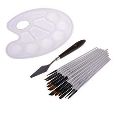 shangren 팔레트 및 색상 혼합 도구가있는 2X 12pcs 전문 나일론 헤어 페인트 브러시, 설명, 실버, 설명