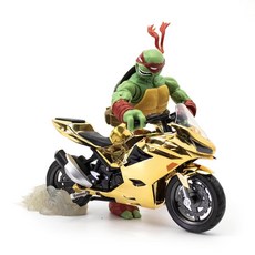 The Loyal Subjects Teenage Mutant Ninja Turtles BST AXN Raphael 12.7cm(5인치) 액션 피규어 메탈릭 골드 오토바이 세트, The Loyal Subjects Teenage Mut