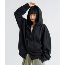 [리메인세컨드] 빈티지 피그먼트 2WAY 오버핏 후드 집업 [차콜]