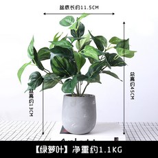 臺灣出貨 假花花裝飾品擺件陶瓷花盆感逼真客廳室內假綠植花卉盆栽 ZT7L, 綠蘿葉-水泥盆, 1個