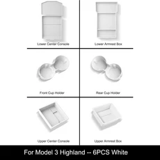 쿠쿠스토어 Tesla Model 3 Highland Center 컨트롤 팔걸이 박스 주최자 보관함 컵 홀더 + 인테리어 수정 세, 23 PCS White