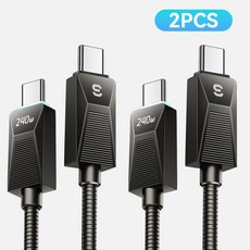 ESSAGER PD 100W/240W C to C타입 고속 충전기 케이블 2개입, 1M, 블랙, 240W