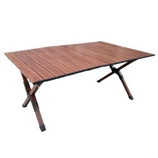 (접이식 롤 캠핑 테이블) PCTN 4인용 우드롤 폴딩 테이블 Wooden Roll Folding Table 다리 접고 판을 펼치는 캠핑식탁, 호두색