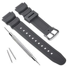 OliBoPo 카시오 AQ- S800W SGW-300H MRW-200H AE-1200 W-800H W-735H용 방수 천연 수지 교체 시계 밴드 (아미 그린) 242726, 회색