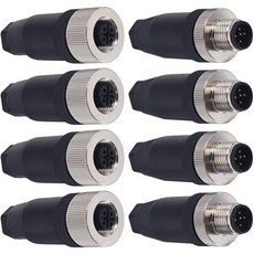 DKARDU 5핀 M12 소켓 패널 항공 와이어 커넥터 12mm 수 및 암 산업용 원형 방수 섀시 백 마운트 실외 IP67 포함 (8개) 306744 8744752078