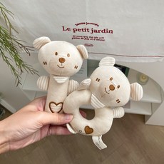 베베코지 오가닉 애착 딸랑이 2P 촉감 자극 아기 신생아, 곰 애착 딸랑이 2P