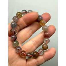 冰種彩髮晶/彩兔毛9.8mm手珠, 1個