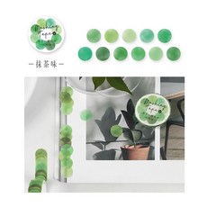 RAYRAYGO 暖空 和紙膠帶【水果硬糖系列】彩色圓點 手帳裝飾 標記貼紙 水彩暈染風, 抹茶味, 1個