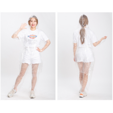 일회용 우비 단추형 모자 판초형 우의 10개, 3세트, 화이트