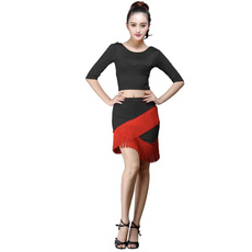 태슬 스커트 라틴 댄스 스커트 댄스복 소셜댄스스커트 Dance dress 뉴타임즈 U803Z886, M, 블랙+레드