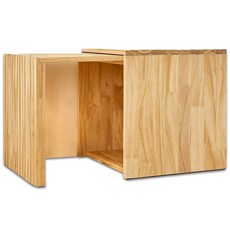 수오 큐브 소나무 원목 슬라이드 협탁 강아지 집, 1개, 내추럴(SHT_120)