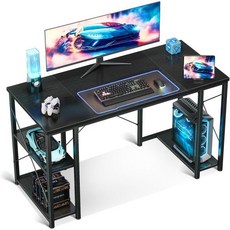 AODK 게이밍 데스크 컴퓨터 PC 너비 47.2인치(120cm) 양면 랙 및 CPU 스탠드 게임 스터디 오피스 홈 워크 롱 좌우, 120*50*74.7cm, Black