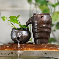 竹韻高低流水陶罐, 1套