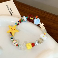 티큐 여성 여름 휴양지 바캉스 도자기 파츠 진주 팔찌 A2193