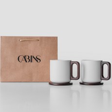 카빈스 센스있는 집들이선물 머그컵 선물세트, 1세트, 도자기컵2P+컵받침대2P+쇼핑백