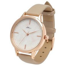 Fieldwork(필드워크) 아날로그 여성용 손목시계 선반 가죽 밴드 쉘 스타일 다이얼 꽃무늬 선화 멋스럽고 귀여운 베이지 GY094-4 BE