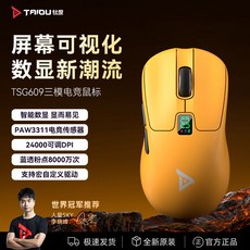 TAJOU 鈦度 TSG609 電競滑鼠, 三模(PAW3311)數顯(黃色)