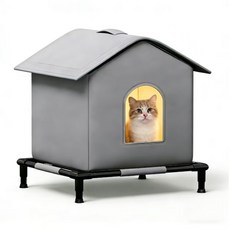 AIDU 야생 고양이 집 사랑 야외 겨울 보온 방수 방우 내한 대공간 두께 폐쇄식 텐트, 에스컬레이션 부상 브래킷 - 회색 트럼펫