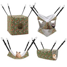Guiqulai 페렛 해먹 4팩 페렛 기니피그 쥐 케이지 액세서리 벽걸이 쥐 해먹 작은 동물 햄스터 슈가 글라이더 다람쥐 친칠라 기니피그 카모플라주
