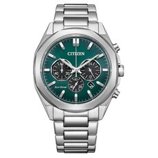 CITIZEN 星辰(CA4590-81X) Chronograph 光動能 碼錶計時 潮男不鏽鋼腕錶-綠41mm