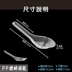 PP免洗湯匙 - 阿湯哥湯匙 台灣製造 拋棄式/外帶/一次性湯匙, 1個, PP-透明湯匙-100支-包