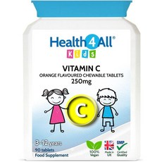 헬스4올 영국산 3세이상 키즈 비타민C 250mg 츄어블, 4개, 90정