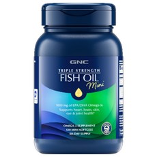 GNC 健安喜 三倍強度迷你魚油 EPA/DHA Omega-3s 1000毫克軟膠囊, 1個, 120錠