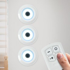 리모컨 LED 무드등 접착식 벽등 3개 백색, 상세페이지 참조