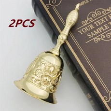 핸드 크랭크 벨 레트로 아연 공예 웨딩 장식 알람 학교 교회 교실, 13. Gold Solid-2pcs / A. As..., 1개