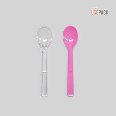 유즈팩 일회용 아이스크림스푼 대 투명 일회용 수저 개별포장 100개