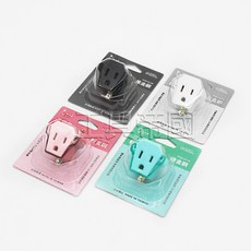 工具帝國 台灣製 電精靈 金鋼 三變二轉接插頭 P78Y-61FB 3孔轉2孔 轉接插座 顏色隨機, 1個
