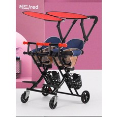 데이희 쌍둥이띠 띠 트윈 신생아 힙시트 듀얼, 쿨링 매트 쿠션+레드 캐노피