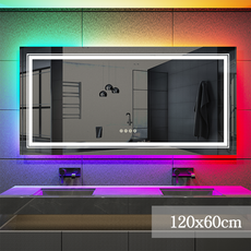 LUVODI 7+3색 조정 led 욕실 거울 노래방 파티 분위기 조명 벽거울 1200x600mm 백라이트 7색 조정 + 헤드라이트 3색조정 김서림 방지 밝기 조정 메모리성능