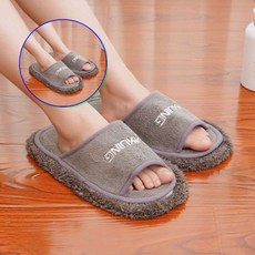 쌍문상회 물기제거 슬리퍼 거실슬리퍼 실내화 극세사슬리퍼 먼지제거 극세사 먼지제거슬리퍼 물기제거슬리퍼 거실화 층간소음슬리퍼 청소 40872EA, 그레이L(260-275mm)