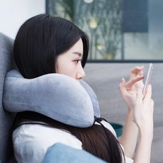 여행용 메모리폼 필수품 목 휴대용 편안한 푹신한 베개 휴식 93937EA 1(pc), 남색