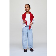 [국내배송] 자라 ZARA 하트 포켓 PAPERBAG 배기 청바지 - 라이트 블루 938707