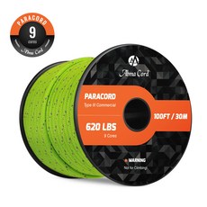 나일론 로프 9가닥 III형 4mm 30m 반사 로프 야외 및 캠핑에 적합, 반사 네온 그린