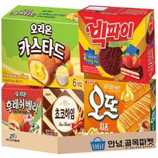 사무실 과자 5종 세트 ( 오리온 오뜨 치즈 + 크라운 빅파이 + 초코하임 + 카스타드 + 후레쉬베리 ) 탕비실 스낵 세트, 1세트, 곽과자 5종