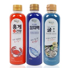 웰크리 홍게간장 500ml 1P + 참치액 500ml 1P + 굴소스 500ml 1P (케이스없음/벌크), 3개