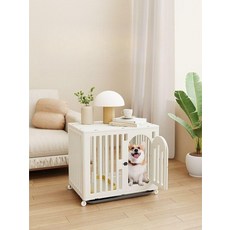 고양이 이동식 강아지 케이지 켄넬 실내 하우스 소형견, 화이트 미디엄, 케이지+트레이, 1개