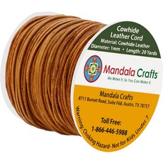 만다라 공예 보석용 둥근 소가죽 정품 녹 가죽 코드 쿠미히모 로프 스풀 - 끈 레이스 20 Yds 1mm 코딩, Tan, 1.5mm 20 Yards
